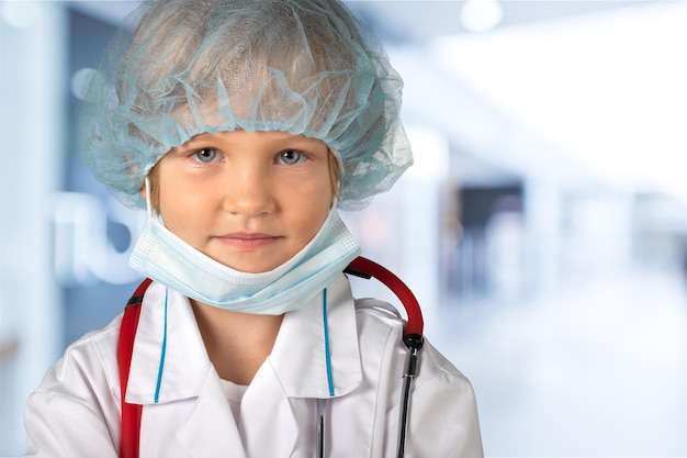 Little cute doctor girl