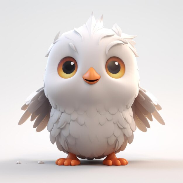 Photo little cute dove adorable 3d bird illustration with big eyes