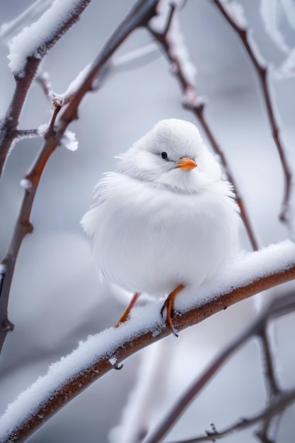 크리스마스 공원에서 눈 아래의 가지에 hoarfrost에 작은 귀여운 색 새