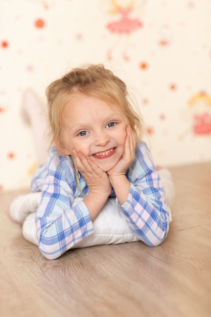 A little cute girl in her room