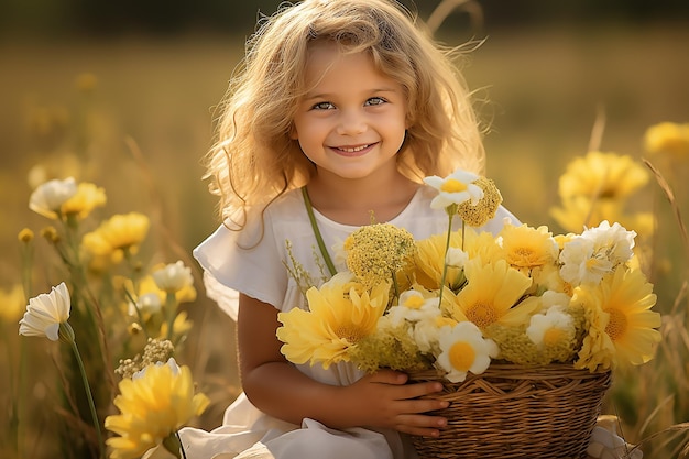 Маленькая милая девочка в природе счастливое детство