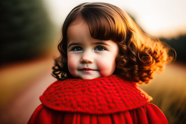 Little cute girl in red dress