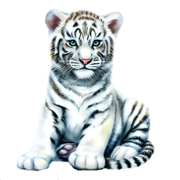 Little cute tiger cub isolated on a white background