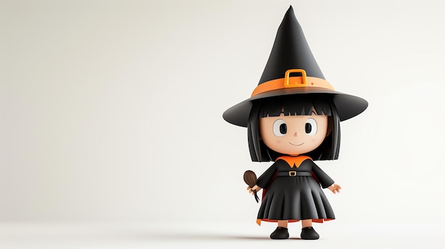 Little cute witch 3D rendering