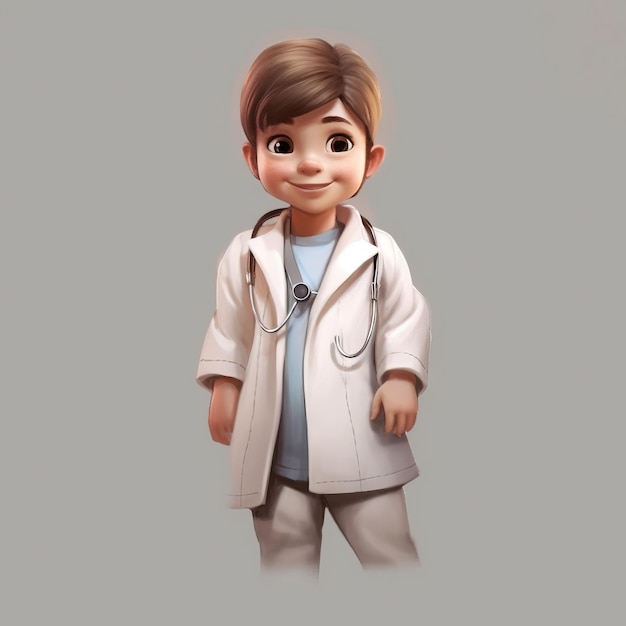 Photo little doctor boy ai generated image