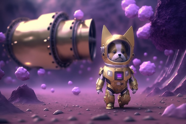 Little dog astronaut in the universe