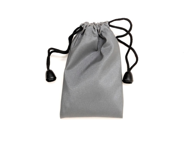 little drawstring bag isolated on white