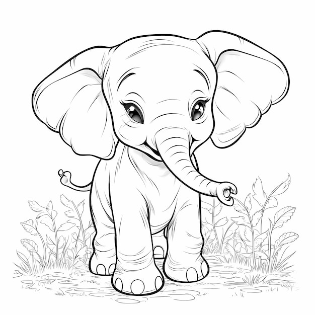 Photo little elephant wonders cute baby elephant coloring adventure