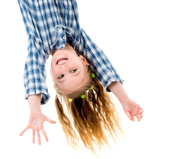 Little fgirl hanging upside down