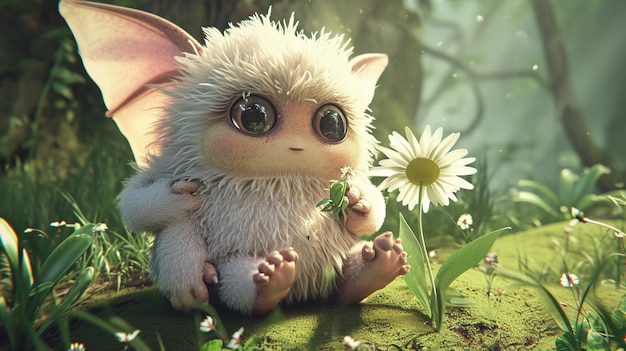 A little fluffy monster with large innocent eyes Generative Ai