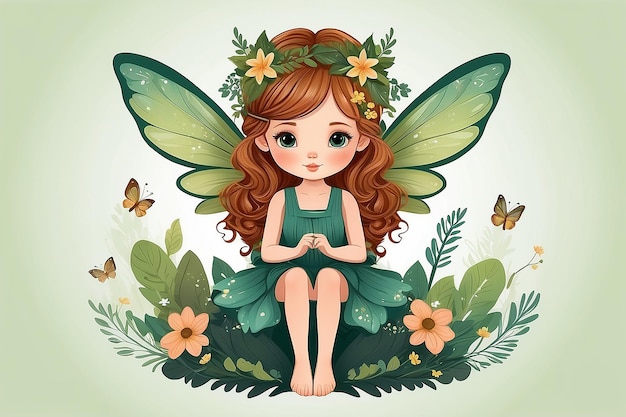 Photo little forest fairy nursery vector illustration