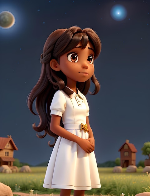 Little Girl 3d cartoon style character created with Generative AI