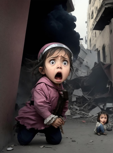 Little girl afraid when blast