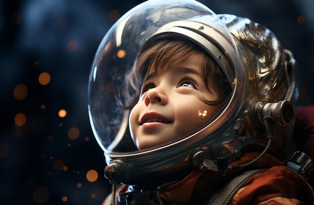 Foto una bambina astronauta nello spazio