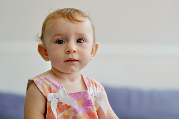 Little Girl in Bright Cotton Dress