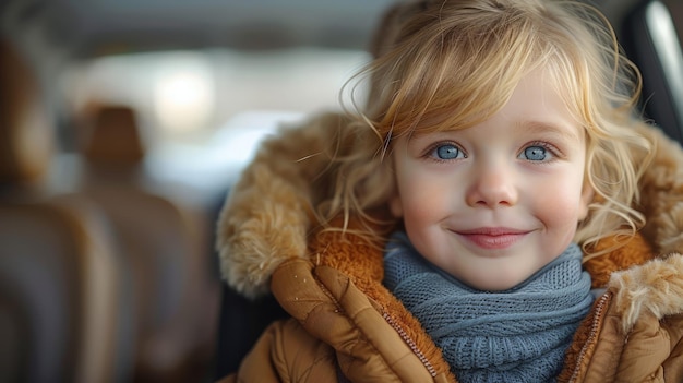 Little Girl in Car Seat Wearing Coat