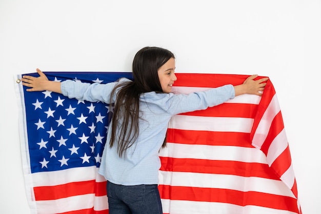 little girl celebrating us independence day.