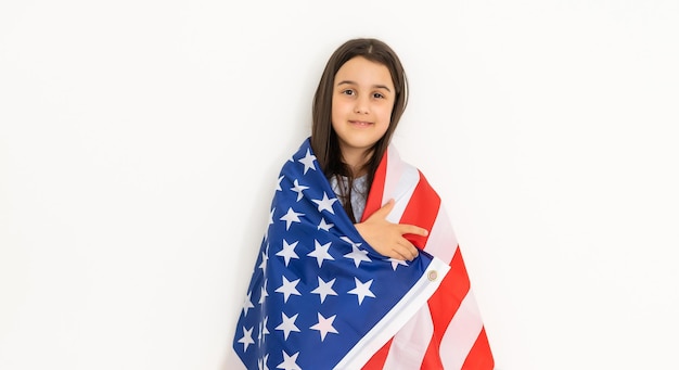 little girl celebrating us independence day.