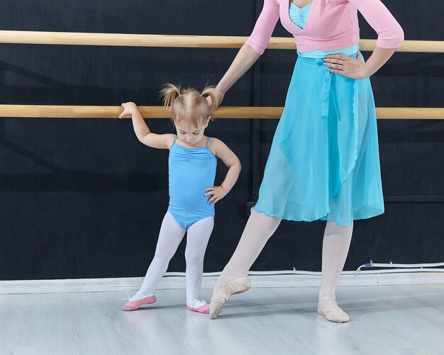 Little girl at classes at the school of choreography school.