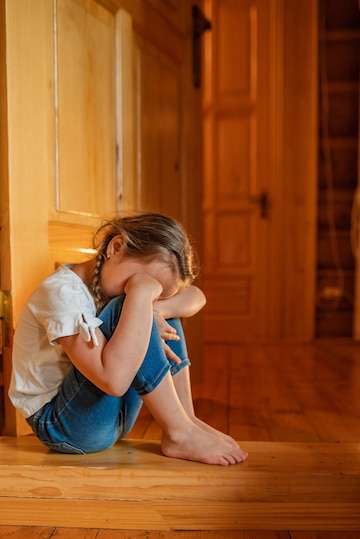 Scared Little Girl Hiding Face Stock Photo - Image of cute, crying