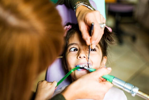 Little girl at the dentist