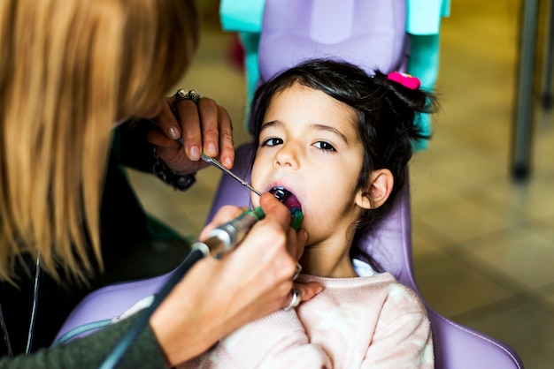 Little girl at the dentist