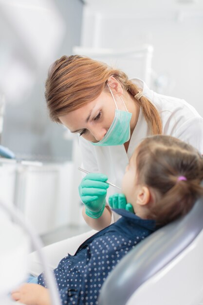 Little girl at the dentist