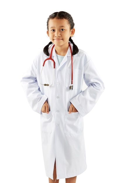 little girl dream in a medical suit 