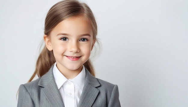 Little girl dressed businesswoman