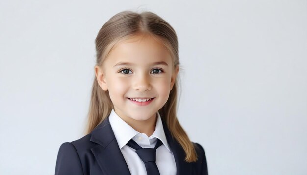 Little girl dressed businesswoman