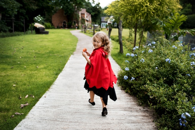 Little girl dressed up as a witch