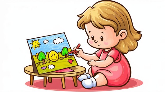 Photo little girl drewing