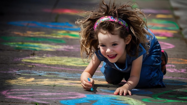 Photo little girl drewing