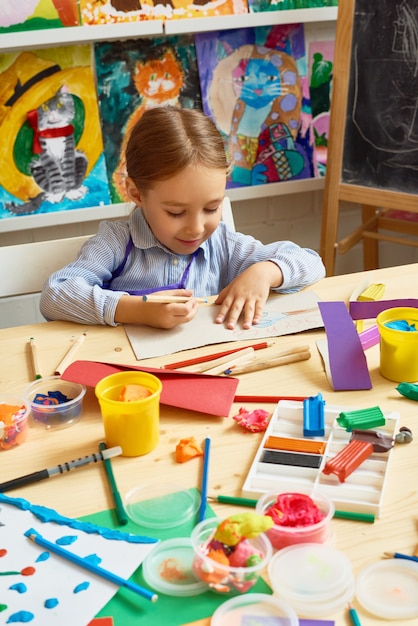 Little Girl Enjoying Art Class