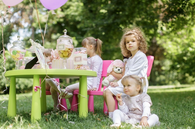 Little girl enjoying at her birthday party