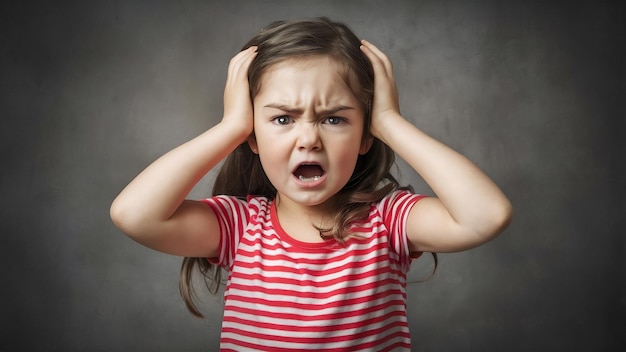 Little girl feel angry in studio shot