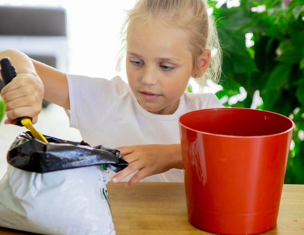 little girl gardener