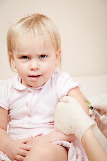 Little girl gets an injection