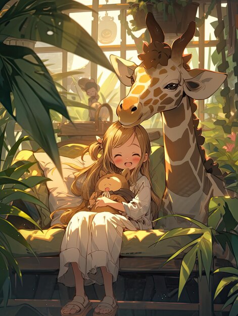 little girl and girrafe