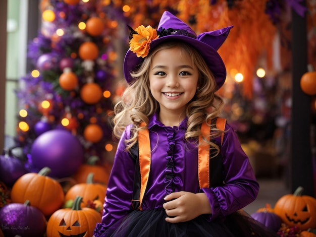 Little girl on Halloween trick or treat