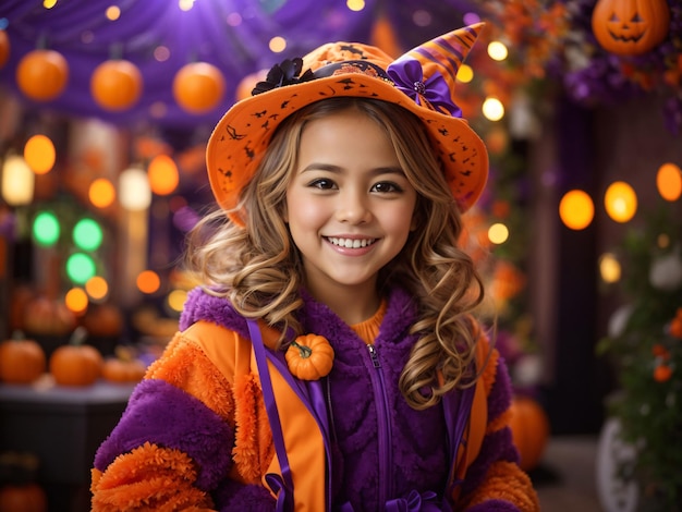 Little girl on Halloween trick or treat