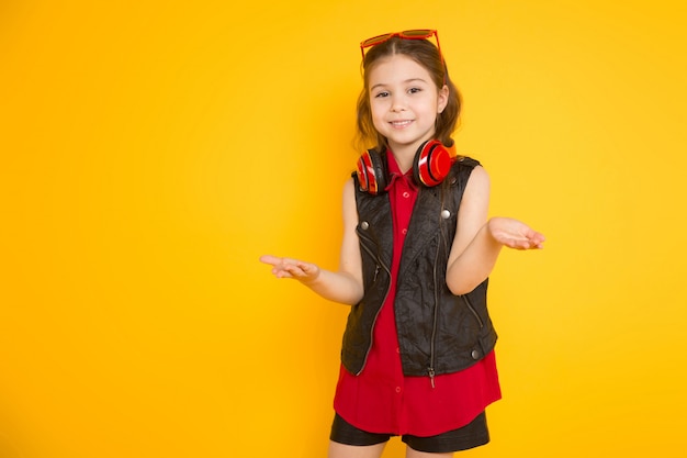 Little girl in headphones