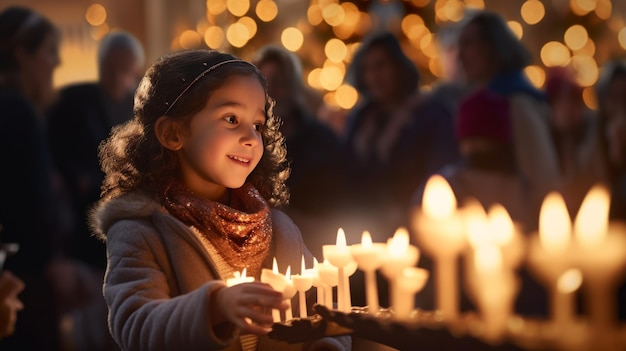 Foto ragazzina con una candela accesa in mano