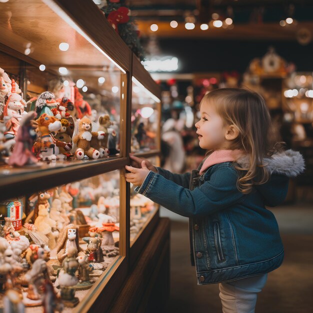 A little girl is choosing her favorite toy style