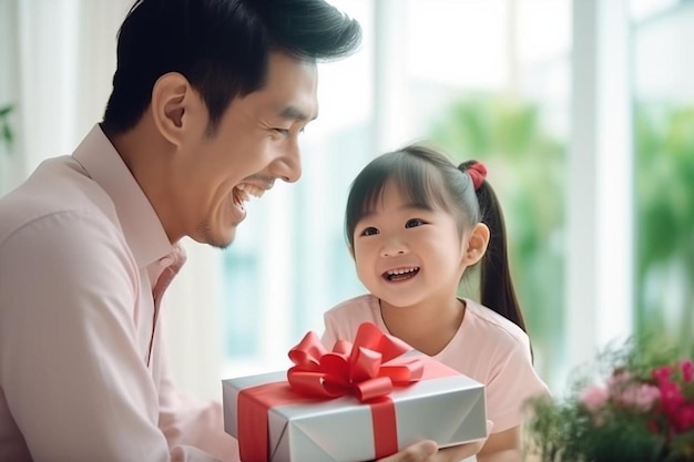 a little girl is holding a gift with a little girl