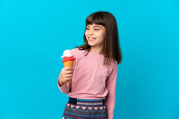 Little girl over isolated background