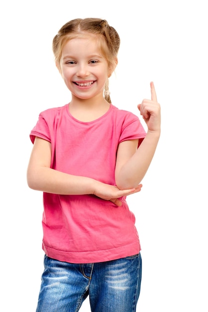 Little girl isolated on a white background