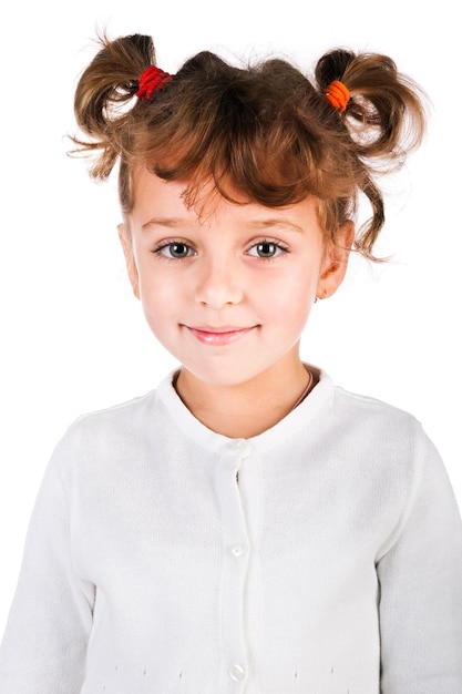 Little girl isolated on a white background