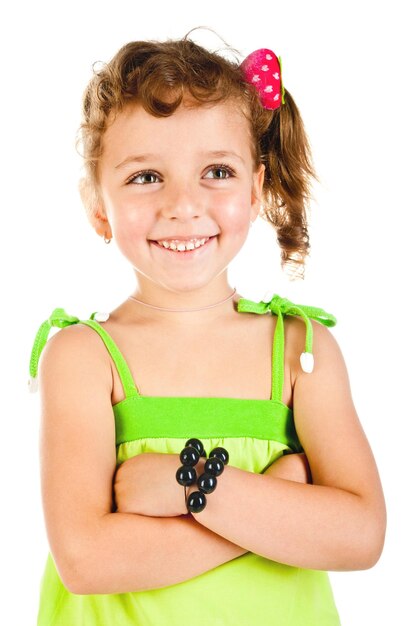 Little girl isolated on a white background