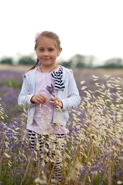 Little girl on a lavender field